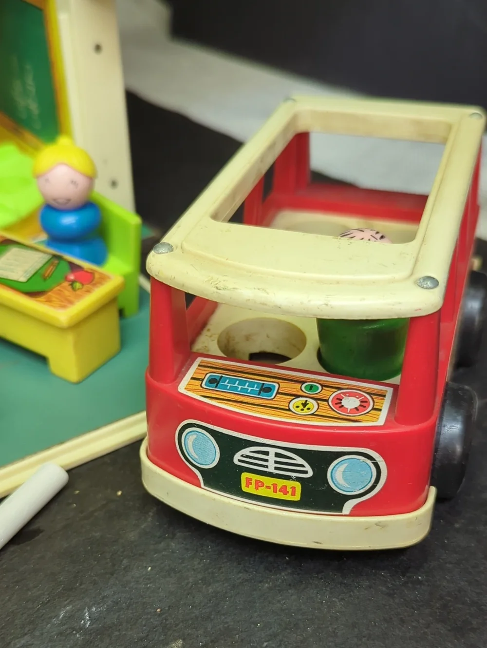 Set19)#923	 Little‎ People Play Family School 1971 w/extras set/trays/bus